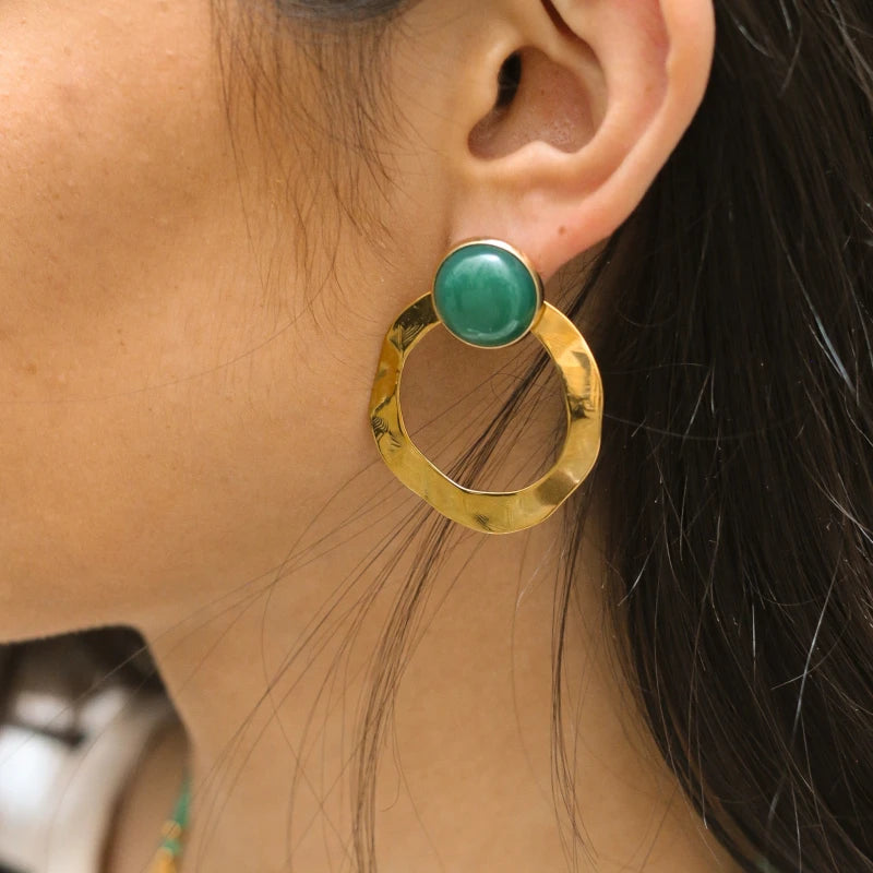 Boucles Anneaux larges Agate verte
