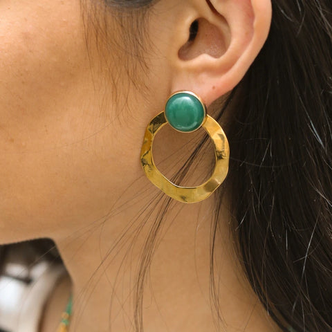 Boucles Anneaux larges Agate verte