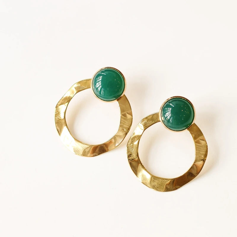 Boucles Anneaux larges Agate verte
