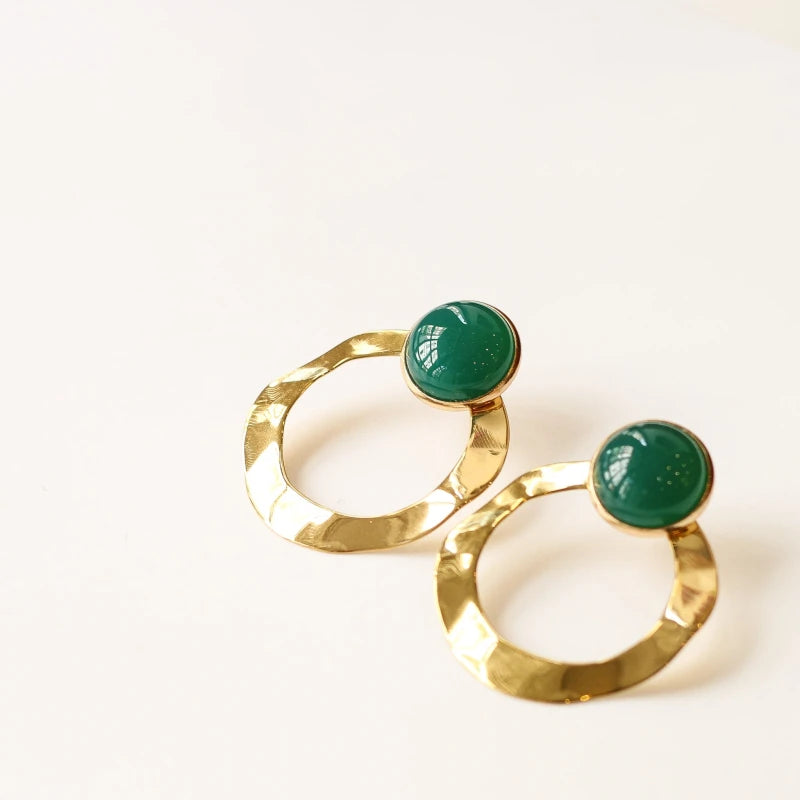 Boucles Anneaux larges Agate verte