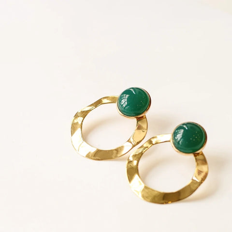 Boucles Anneaux larges Agate verte