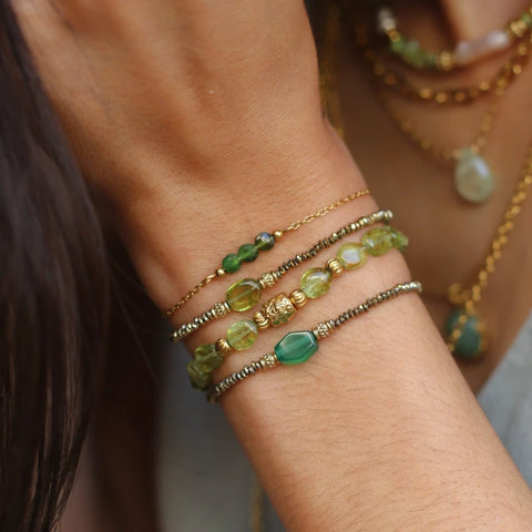 Bracelet Hématite Agate verte