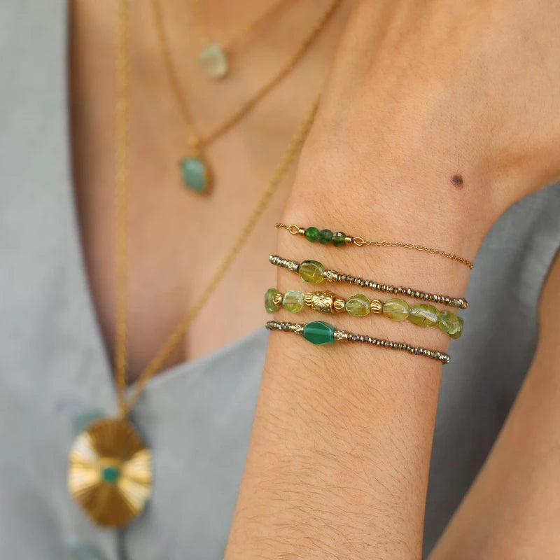 Bracelet Hématite Agate verte