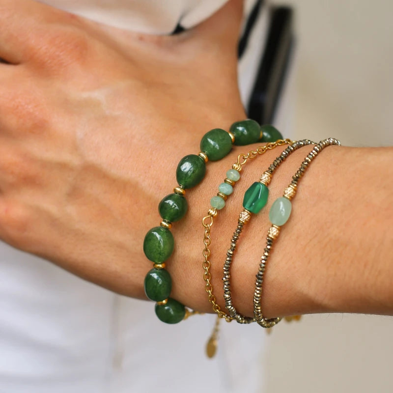 Bracelet Hématite Agate verte