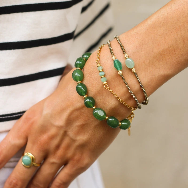 Bracelet Hématite Agate verte