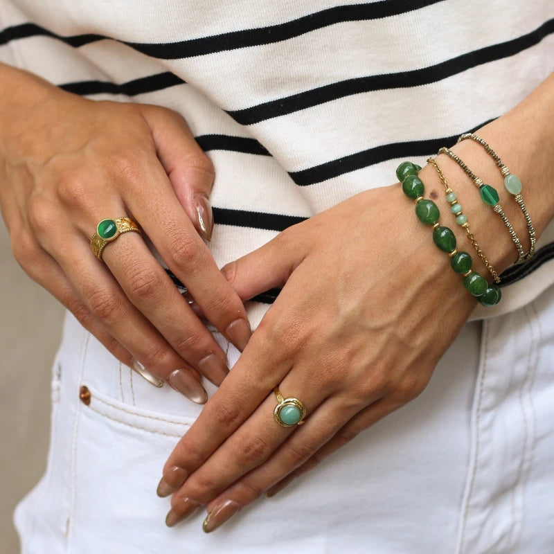Bracelet Hématite Agate verte