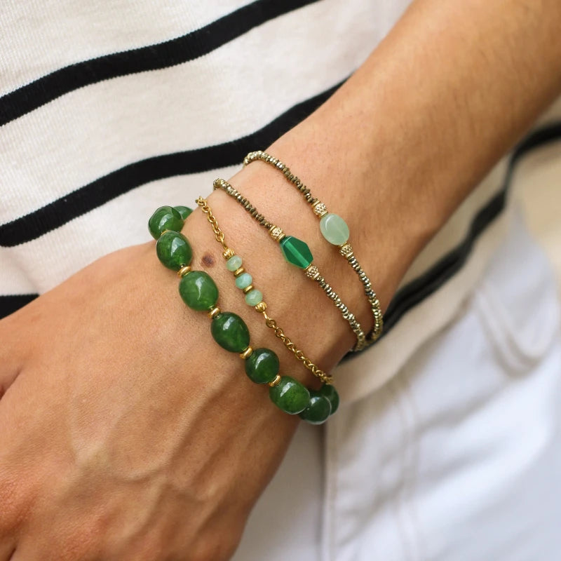Bracelet Hématite Agate verte