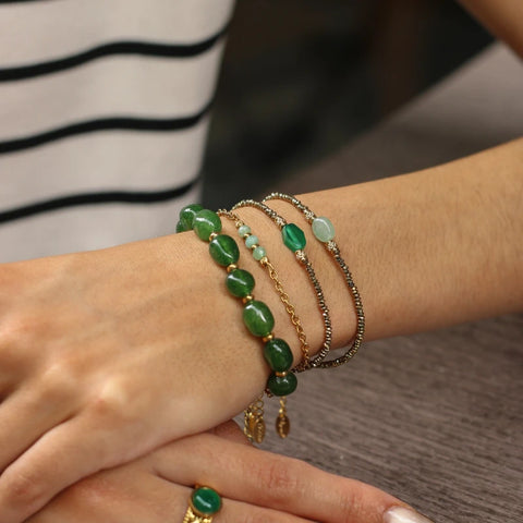 Bracelet Hématite Agate verte