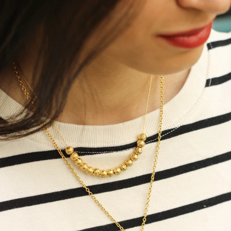 Collier Perles Dorées