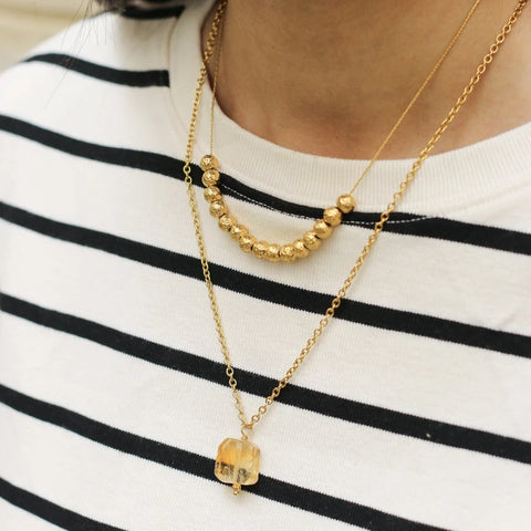 Collier Perles Dorées