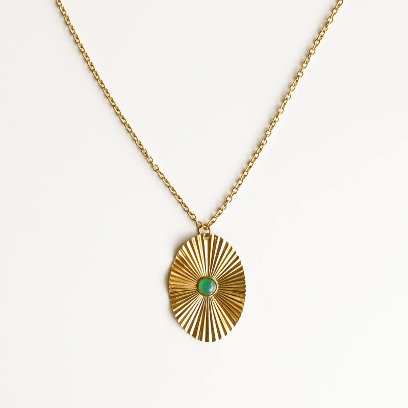 Collier sautoir Agate verte