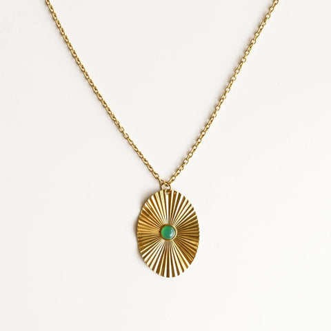 Collier sautoir Agate verte