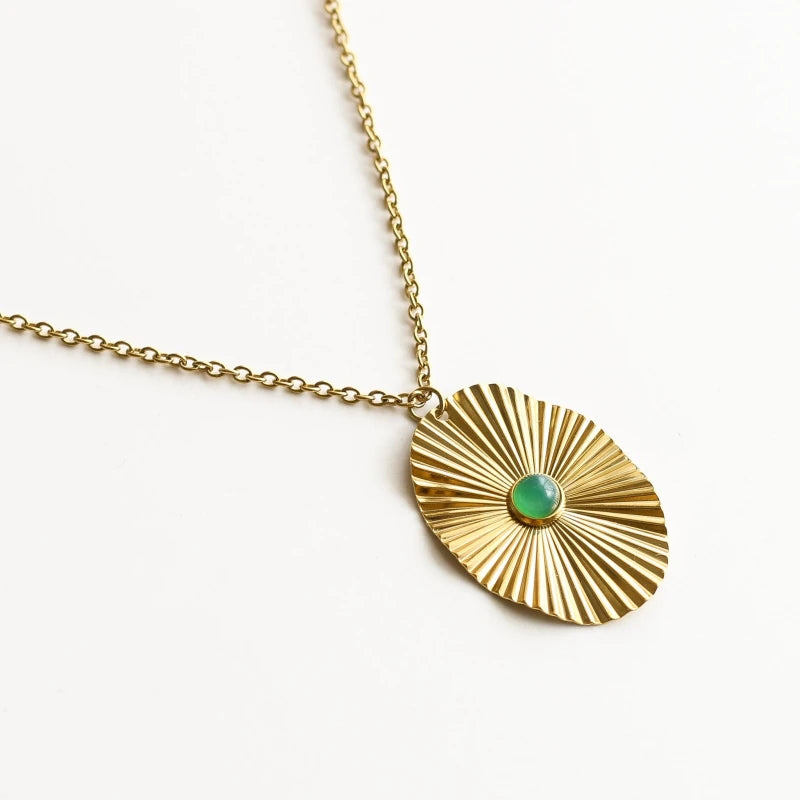 Collier sautoir Agate verte