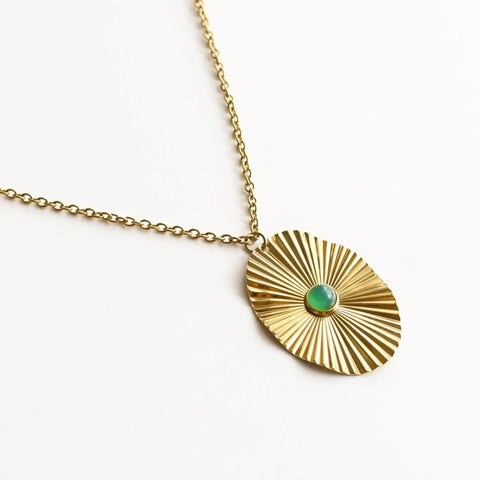 Collier sautoir Agate verte