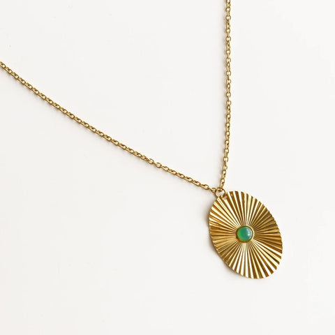 Collier sautoir Agate verte