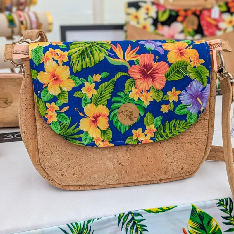 Sac bandoulière liège naturel Luna avec rabat interchangeable