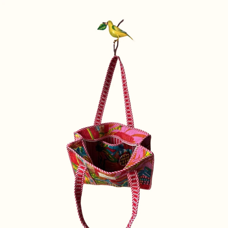 Petit tote bag fermeture "Botanical carnival"