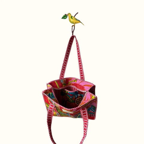 Petit tote bag fermeture "Botanical carnival"