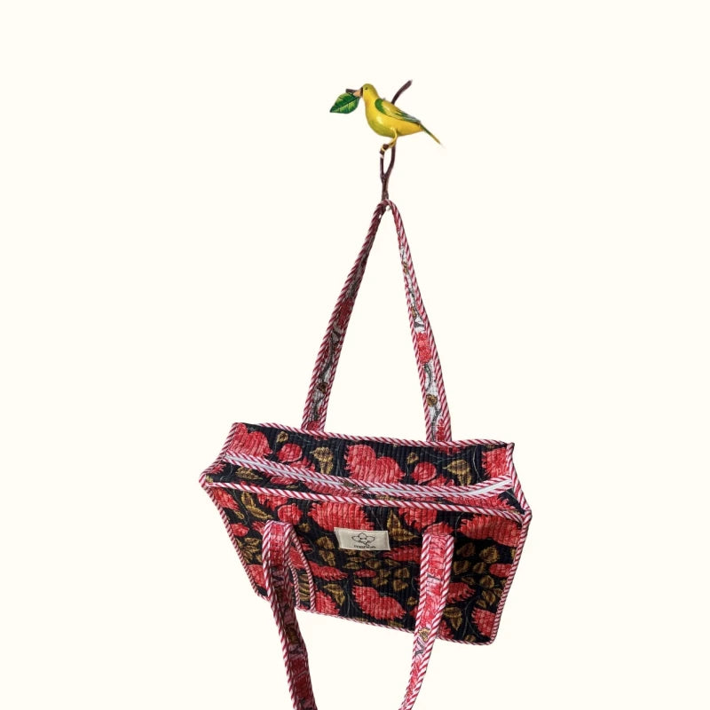 Petit tote bag fermeture "Midnight Garden"