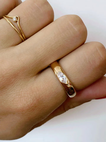 Bague Pneu Navette Dorée