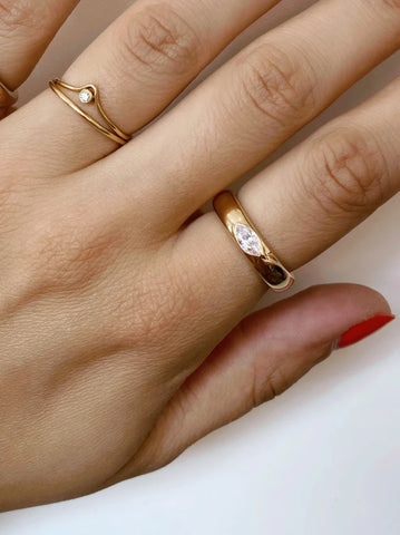 Bague Pneu Navette Dorée