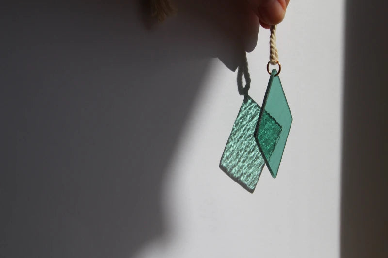 Buntglas Rauten als Fensterschmuck