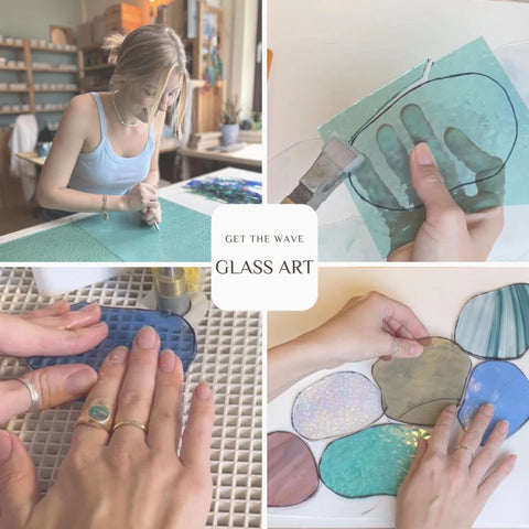 Buntglas Rauten als Fensterschmuck