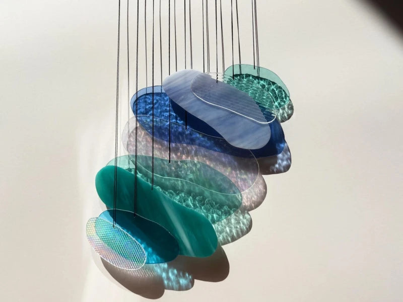 Water Installation - The Elements Glass Art - Fließende Glaskunst Wanddeko - Handmade Art mit Wasseroptik & Lichtreflexionen