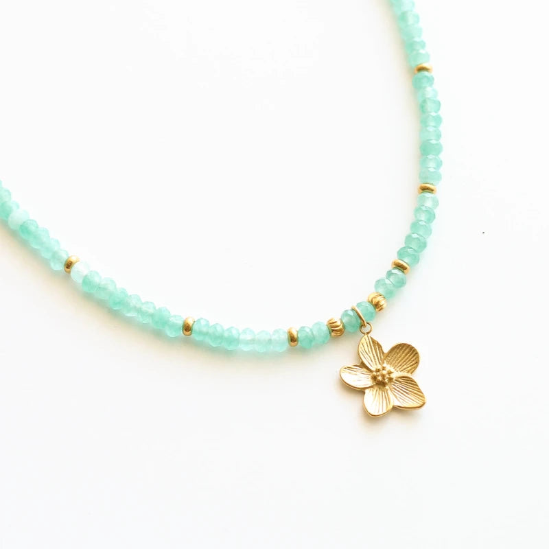 Collier perlé Agate turquoise