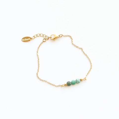 Bracelet 3 perles Chrysocolle