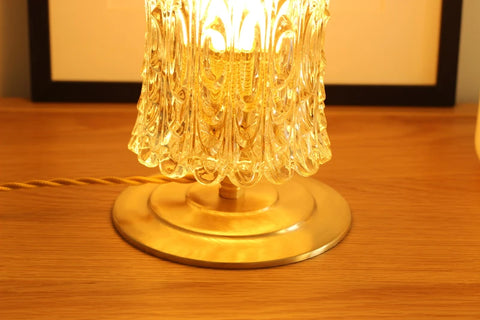 Lampe à poser - Paula - Globe en verre Vintage Moulé et Base en laiton