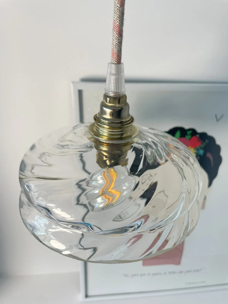 Suspension ou Baladeuse - Cloé - Globe en verre torsadé avec câble en coton rond