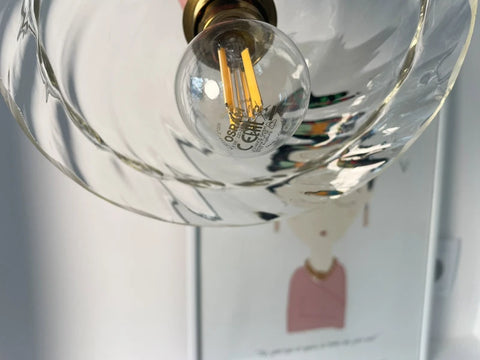 Suspension ou Baladeuse - Cloé - Globe en verre torsadé avec câble en coton rond