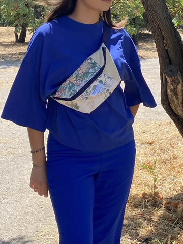 Sac banane upcyclé tissu oiseau - Meanwhile Boutique x Zgrouitch (édition limitée)