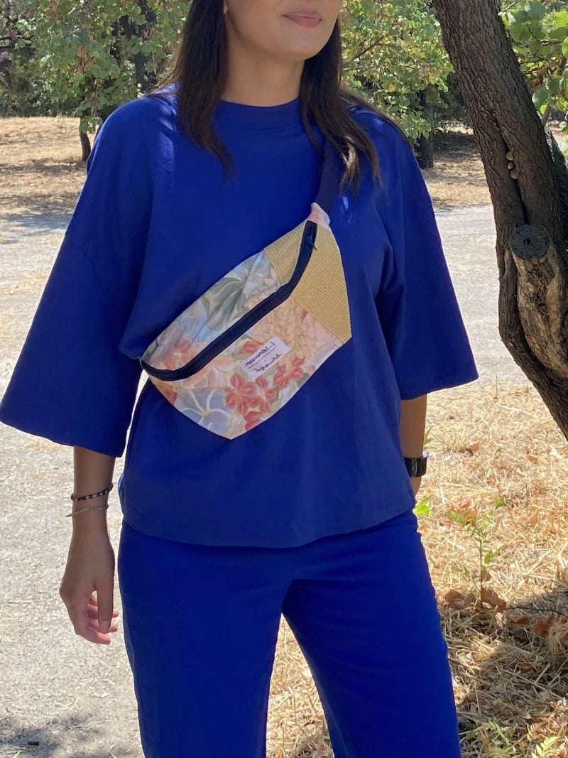 Sac banane upcyclé tissu fleurs - Meanwhile Boutique x Zgrouitch (édition limitée)