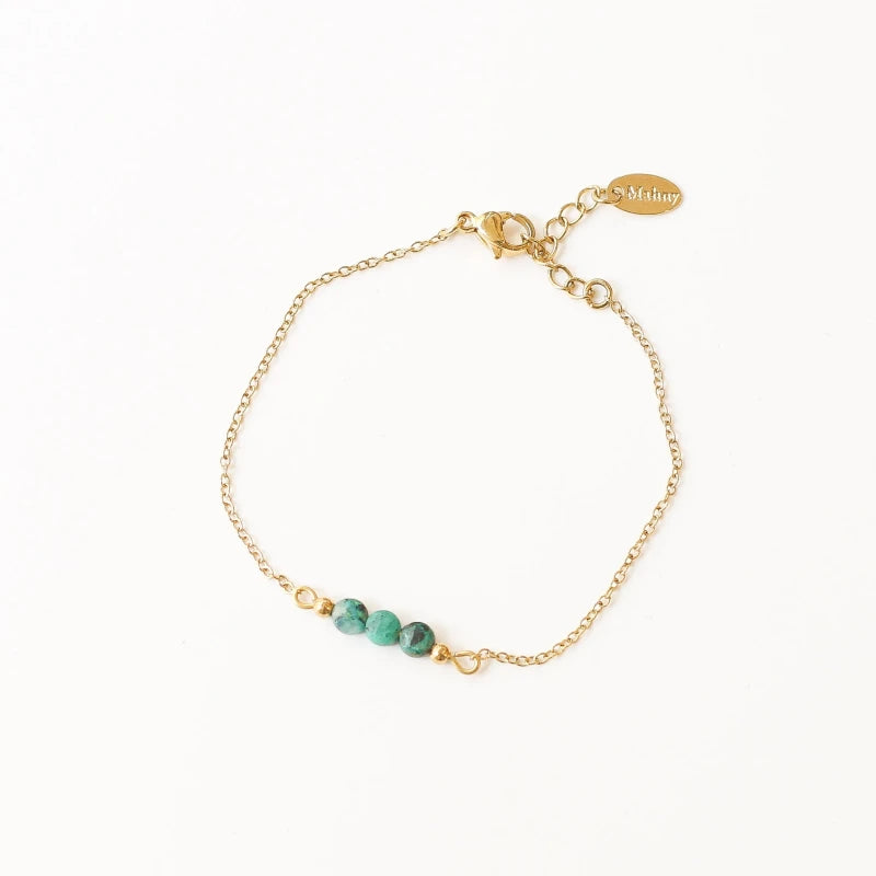 Bracelet 3 perles Chrysocolle