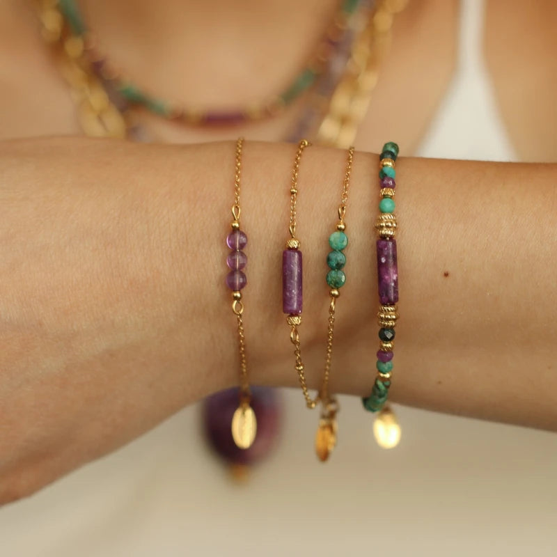 Bracelet 3 perles Chrysocolle