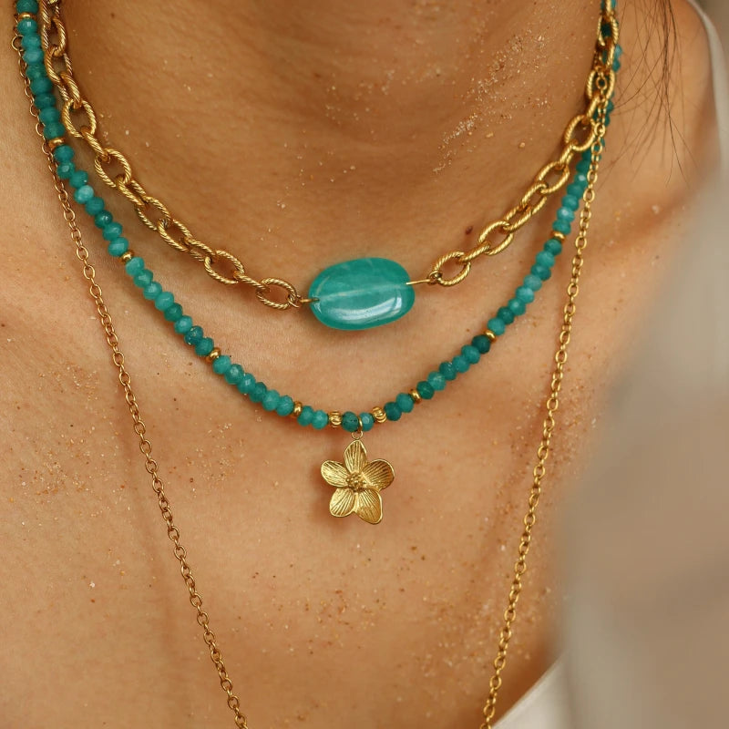 Collier perlé Agate turquoise