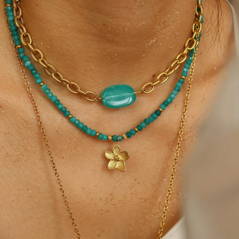 Collier perlé Agate turquoise