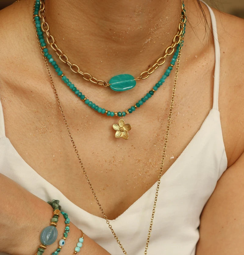 Collier perlé Agate turquoise