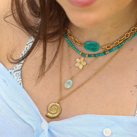 Collier perlé Agate turquoise