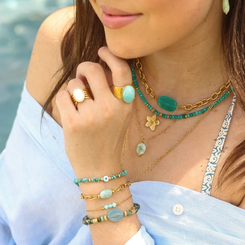 Collier perlé Agate turquoise