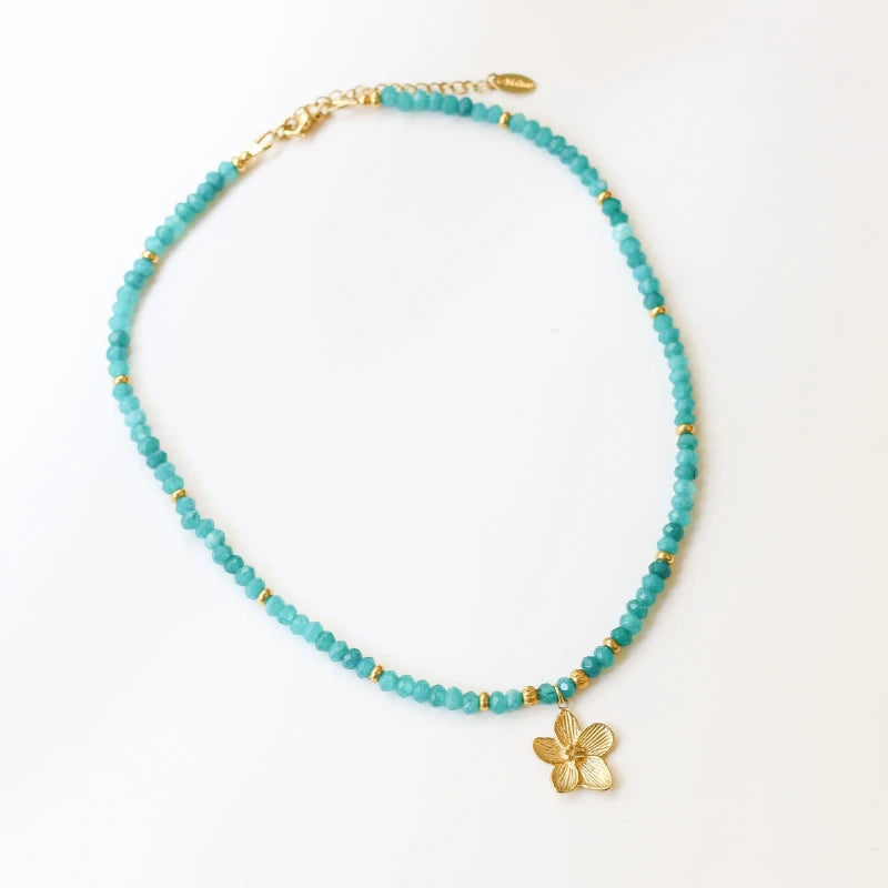 Collier perlé Agate turquoise
