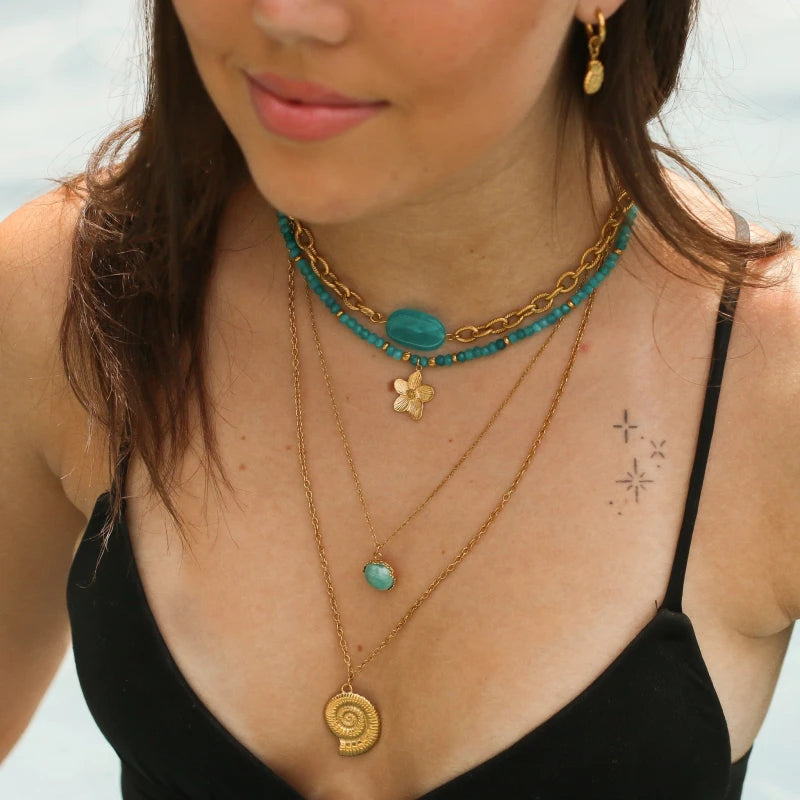 Collier perlé Agate turquoise