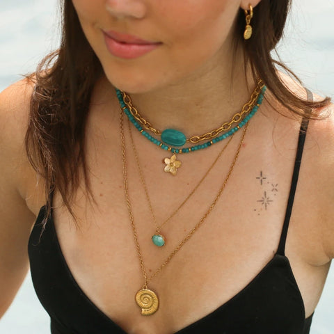 Collier perlé Agate turquoise
