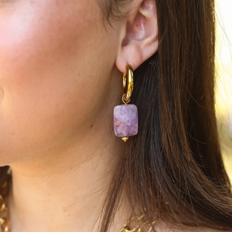 Boucles Anneaux Améthyste Lavande