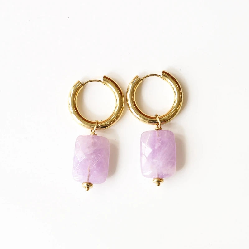 Boucles Anneaux Améthyste Lavande
