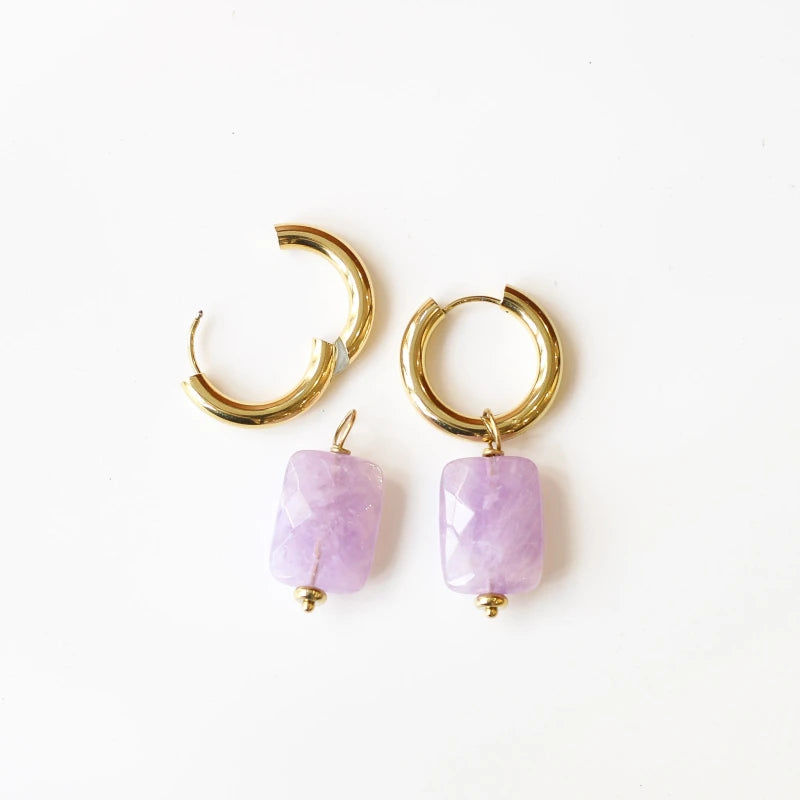 Boucles Anneaux Améthyste Lavande
