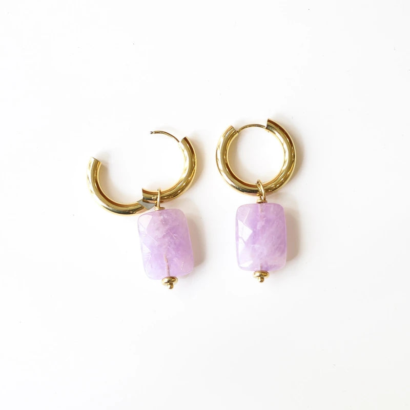 Boucles Anneaux Améthyste Lavande