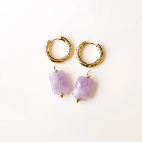Boucles Anneaux Améthyste Lavande